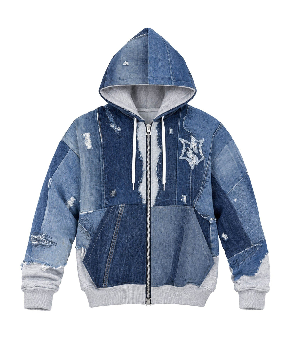 Oversized Denim Zip Hoodie - NTMB - Nevertoomuchbasic