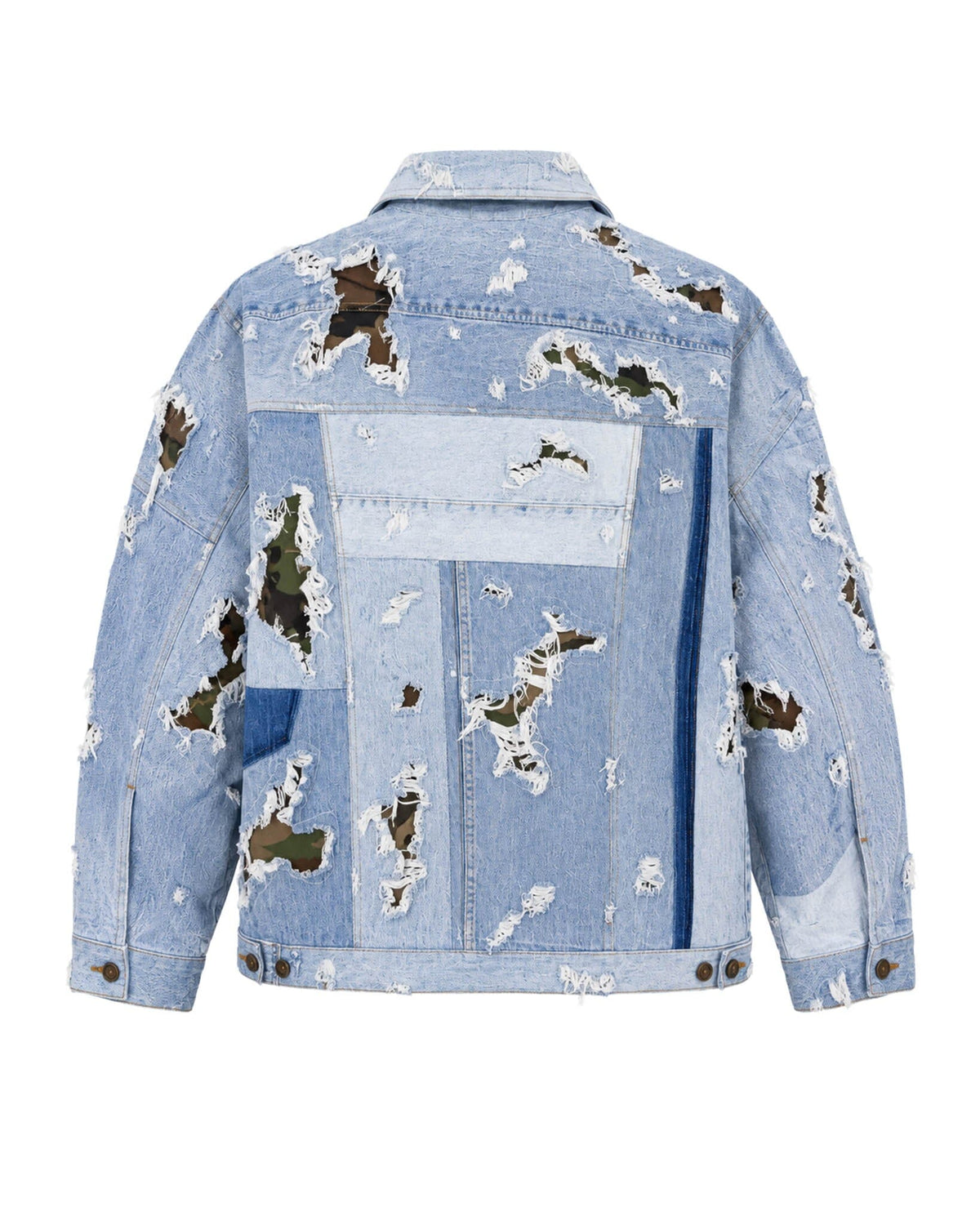Patchwork Camo Paneled Oversized Denim Jacket - NTMB - Nevertoomuchbasic