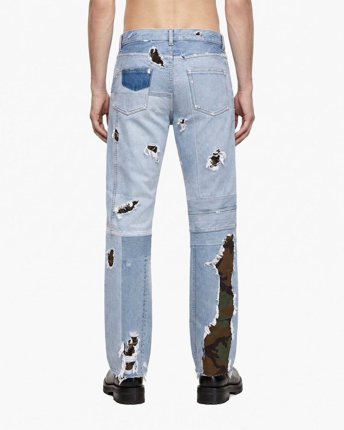 Patchwork Camo Paneled Straight Jeans - NTMB - Nevertoomuchbasic