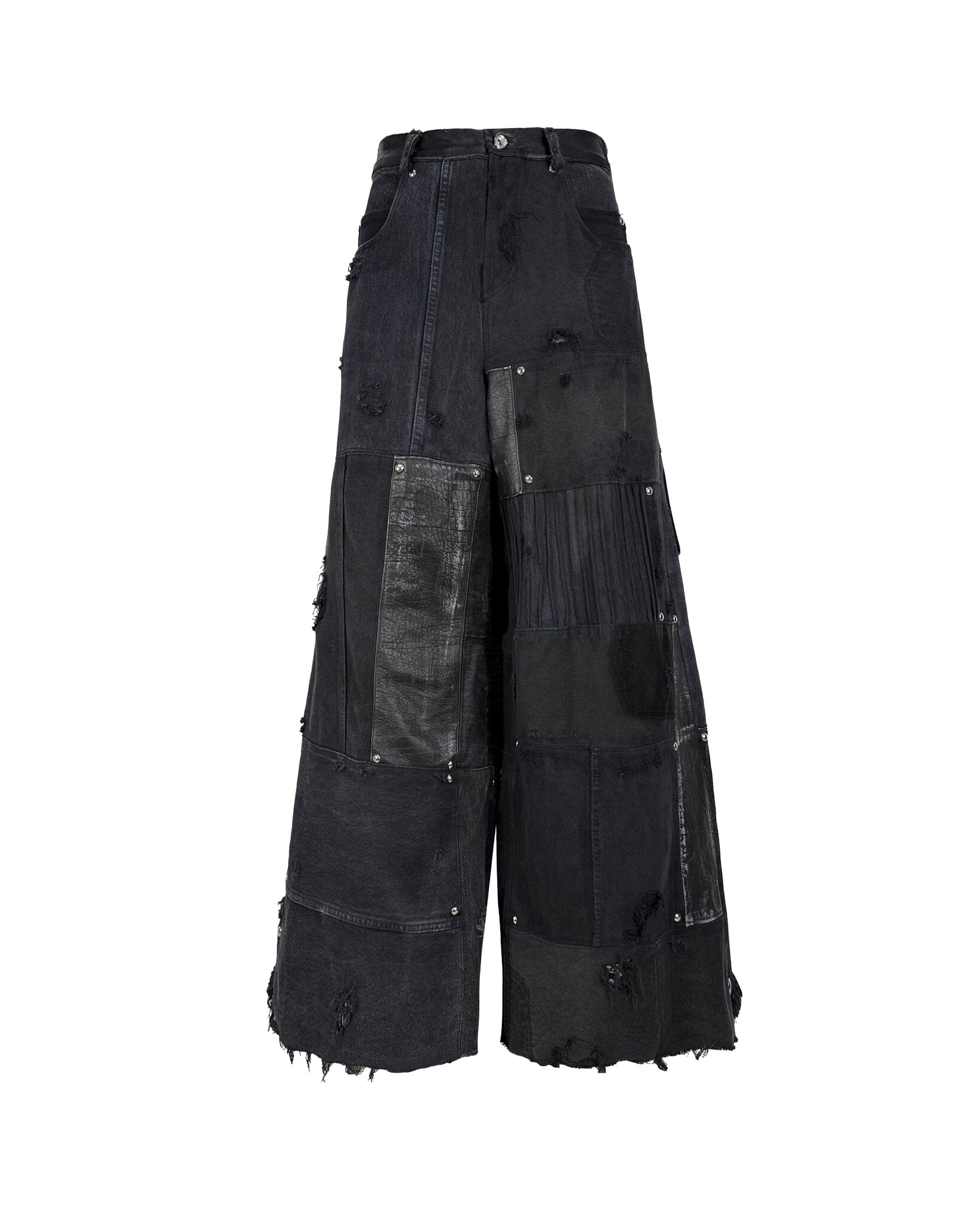 Patchwork wide leg leather jeans - NTMB - Nevertoomuchbasic