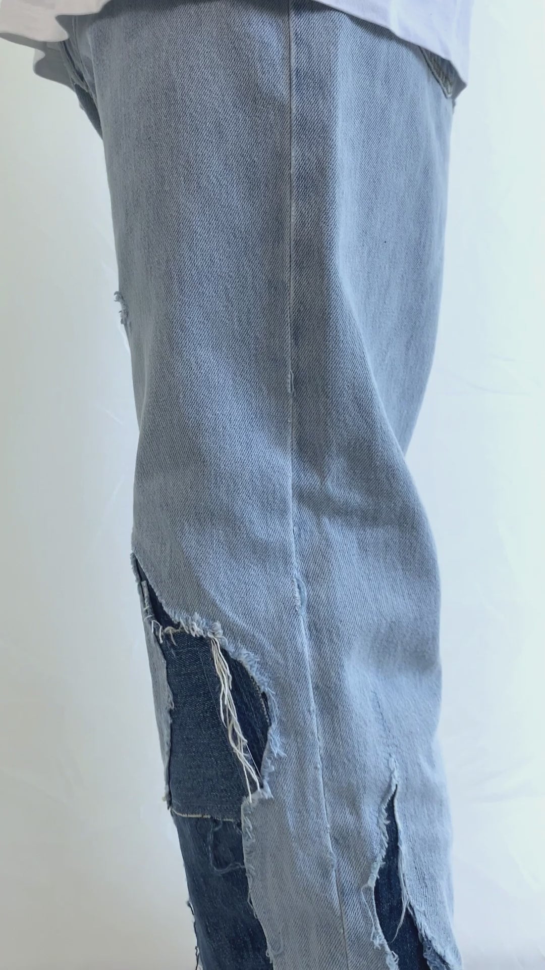 Jeans Straight Flare FIRE patchwork freeshipping - NTMB