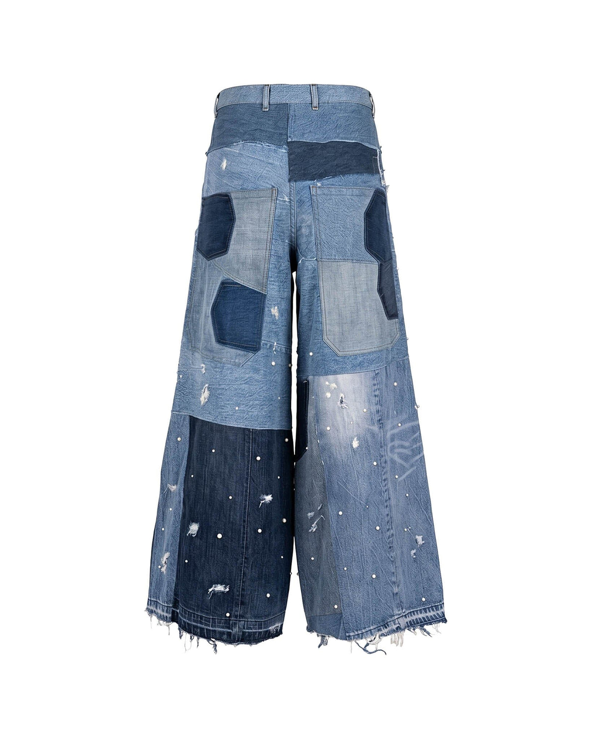 Ultra Wide Leg Pearl Patchwork Jeans - NTMB - Nevertoomuchbasic