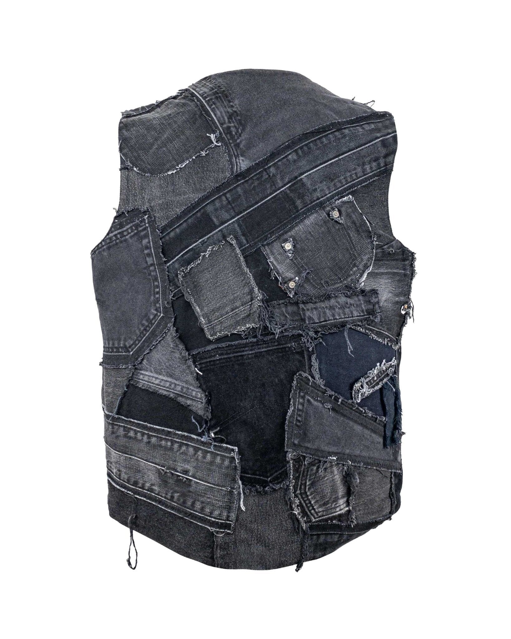 Vest denim jacket reversible