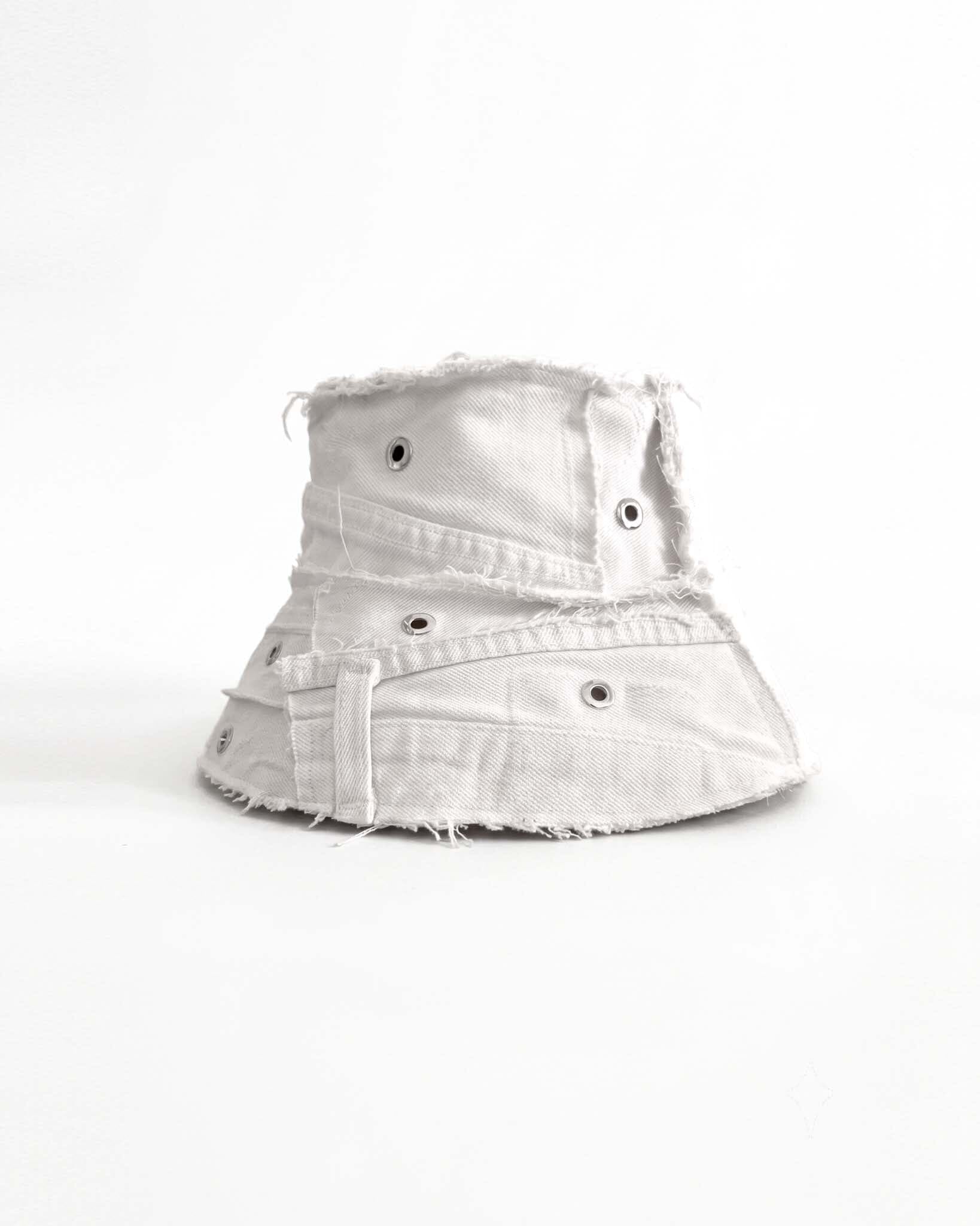 White Upcycled Denim Bucket Hat - NTMB - Nevertoomuchbasic