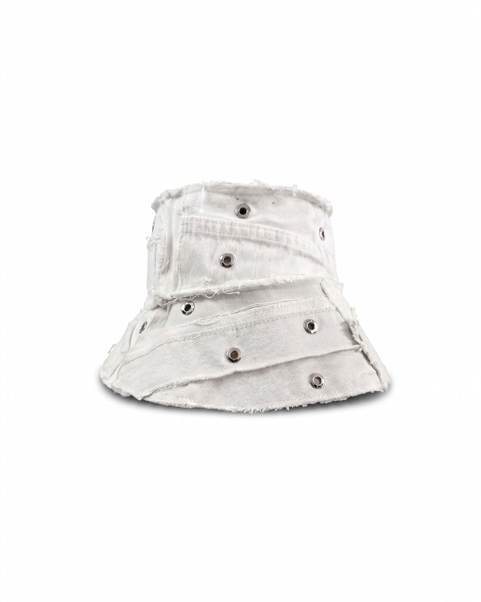 White Upcycled Denim Bucket Hat - NTMB - Nevertoomuchbasic