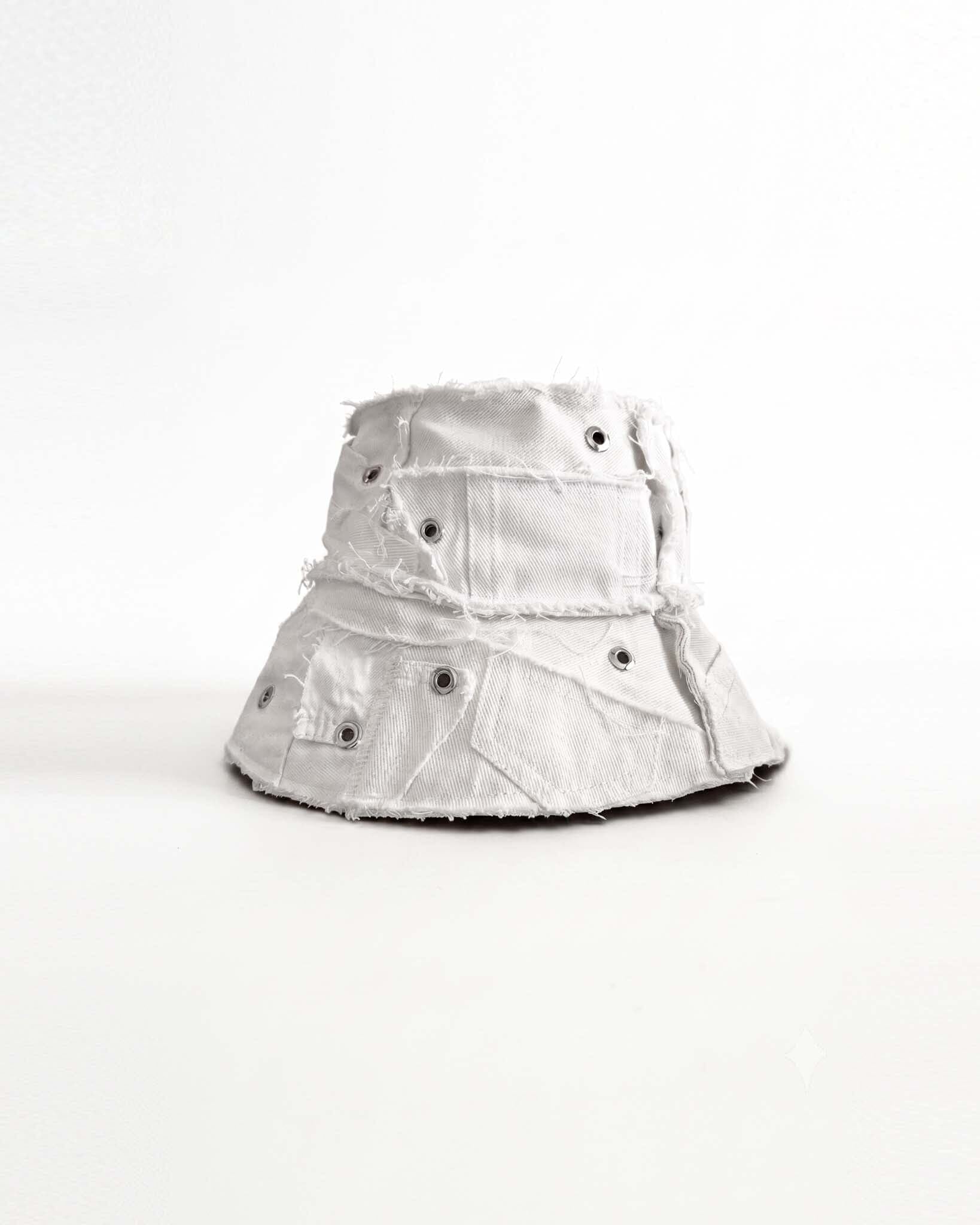 White Upcycled Denim Bucket Hat - NTMB - Nevertoomuchbasic