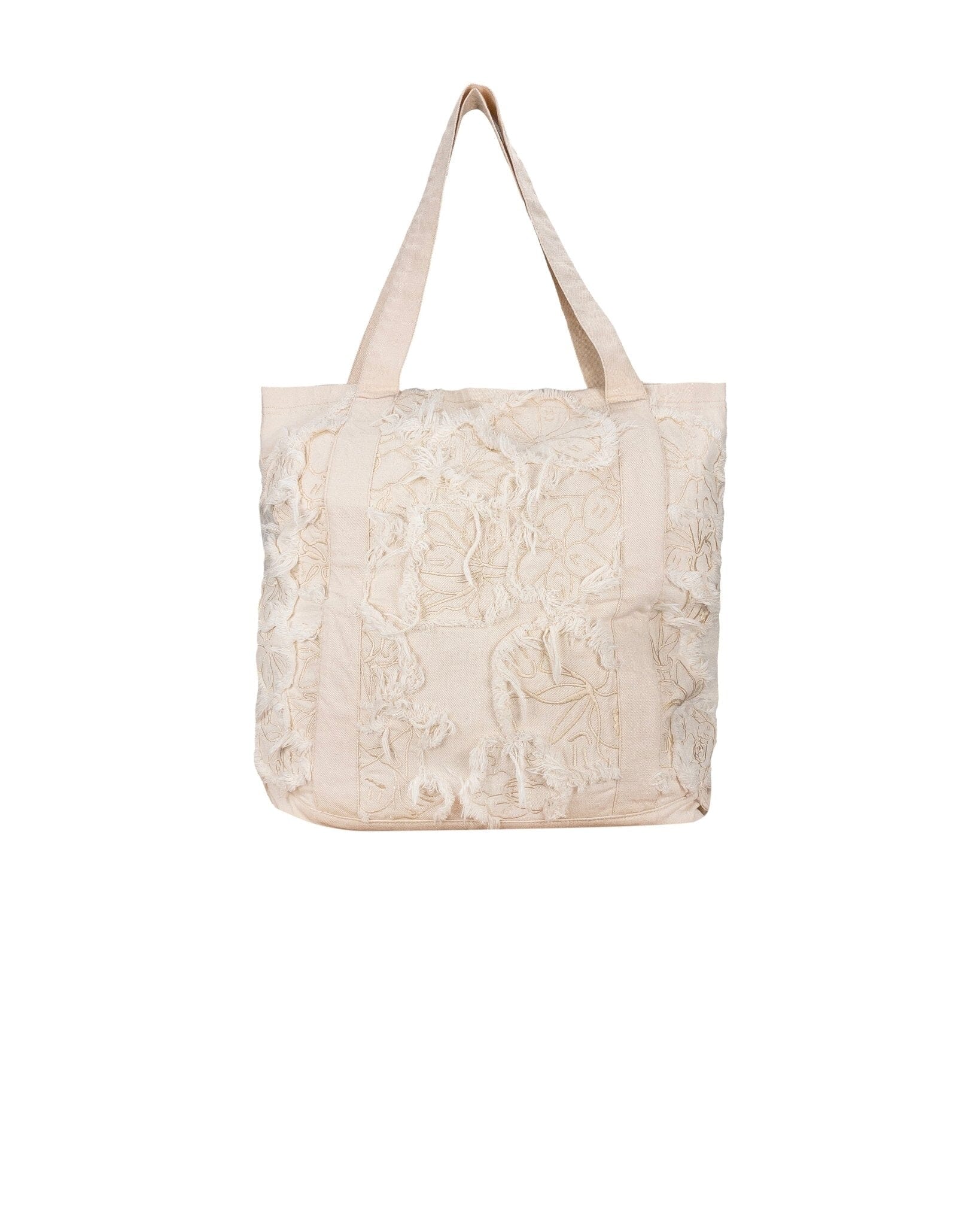 Denim shopper bag patchwork flowered cream