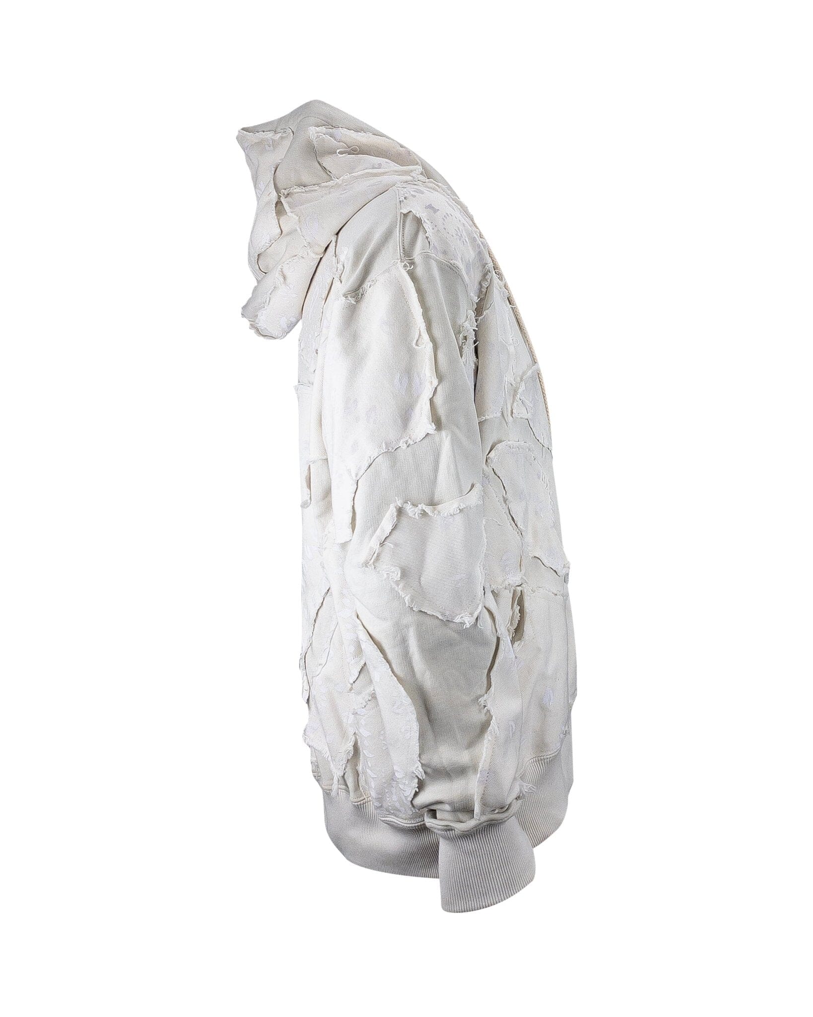 Hoodie Over Zip Patchwork Denim BANDANA CREAM