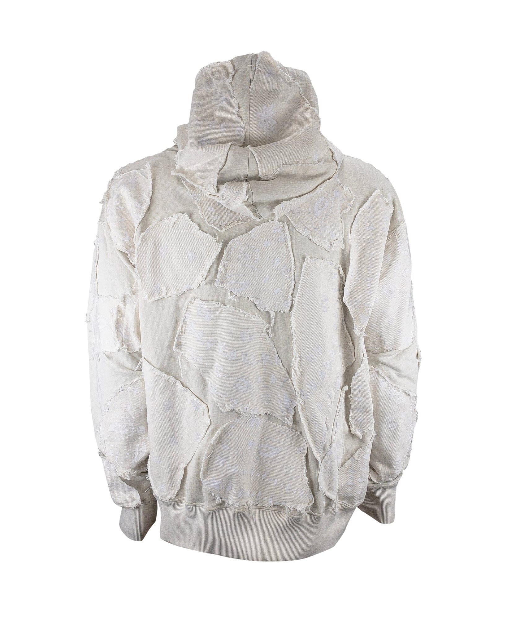 Hoodie Over Zip Patchwork Denim BANDANA CREAM