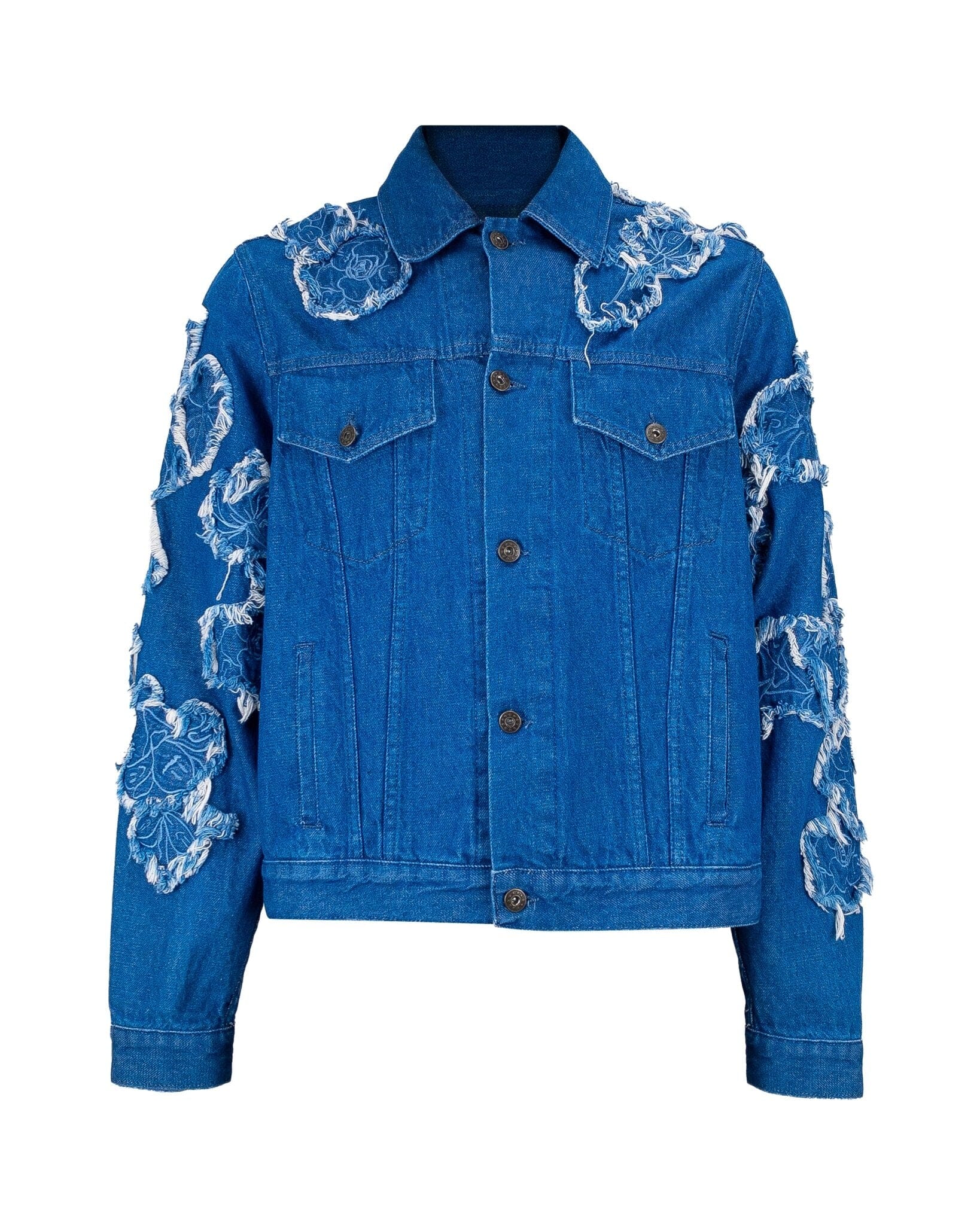 Jacket Regular Denim flower embroidered Blue