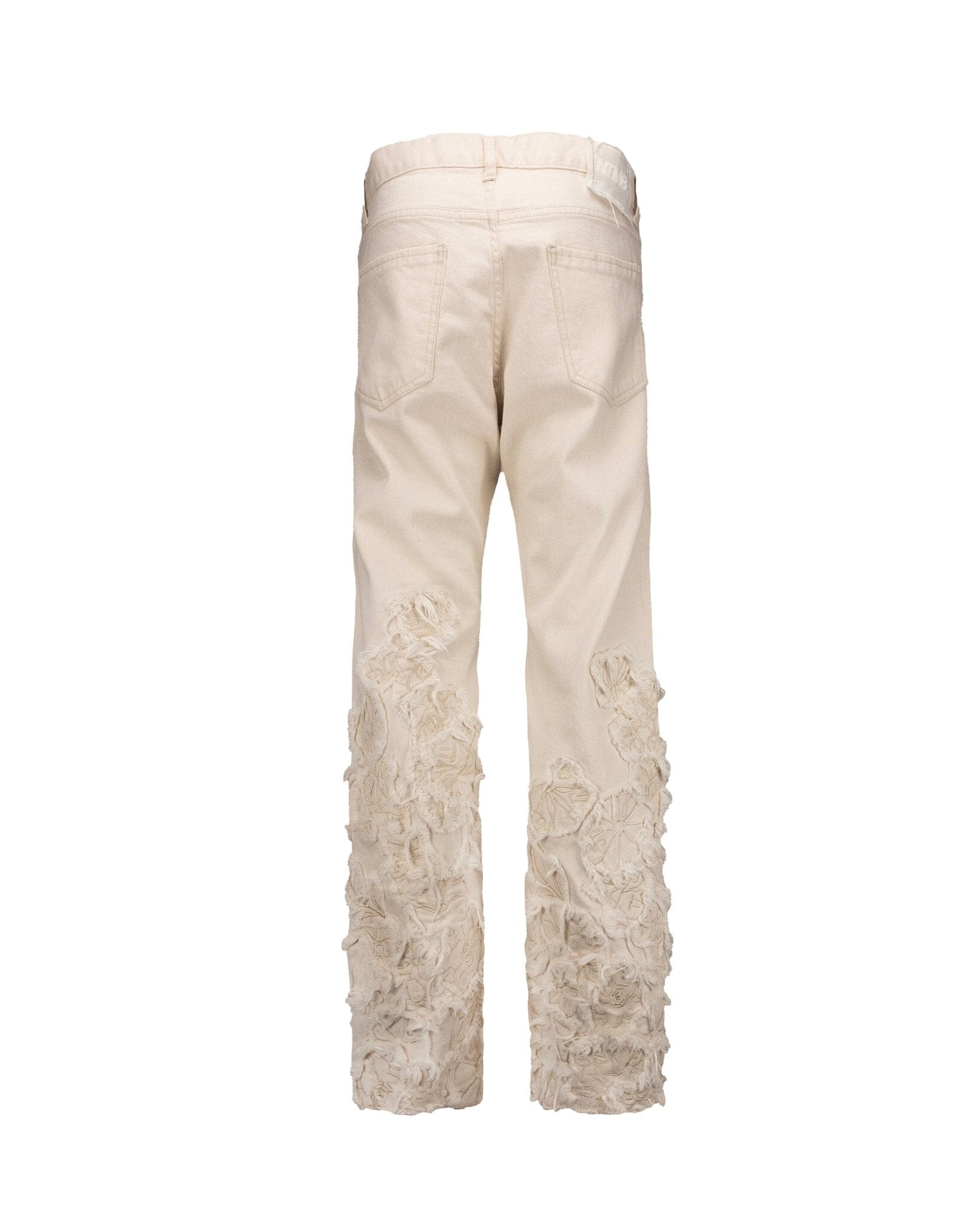 Jeans Straight Baggy Cream flowers embroidery