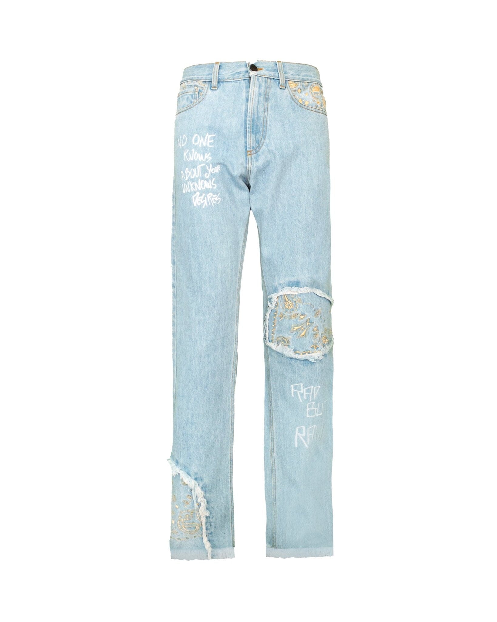 Jeans Straight Baggy embroidered bandana blue
