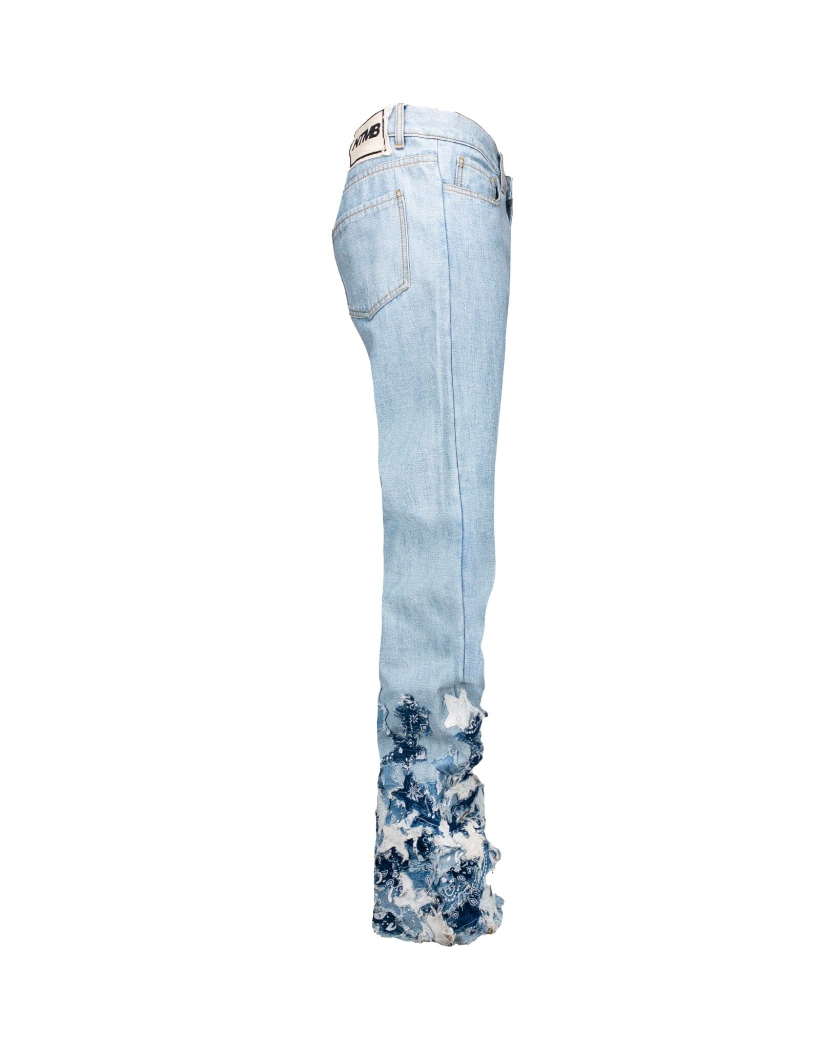 Jeans Straight Baggy Patchwork Stars Blue