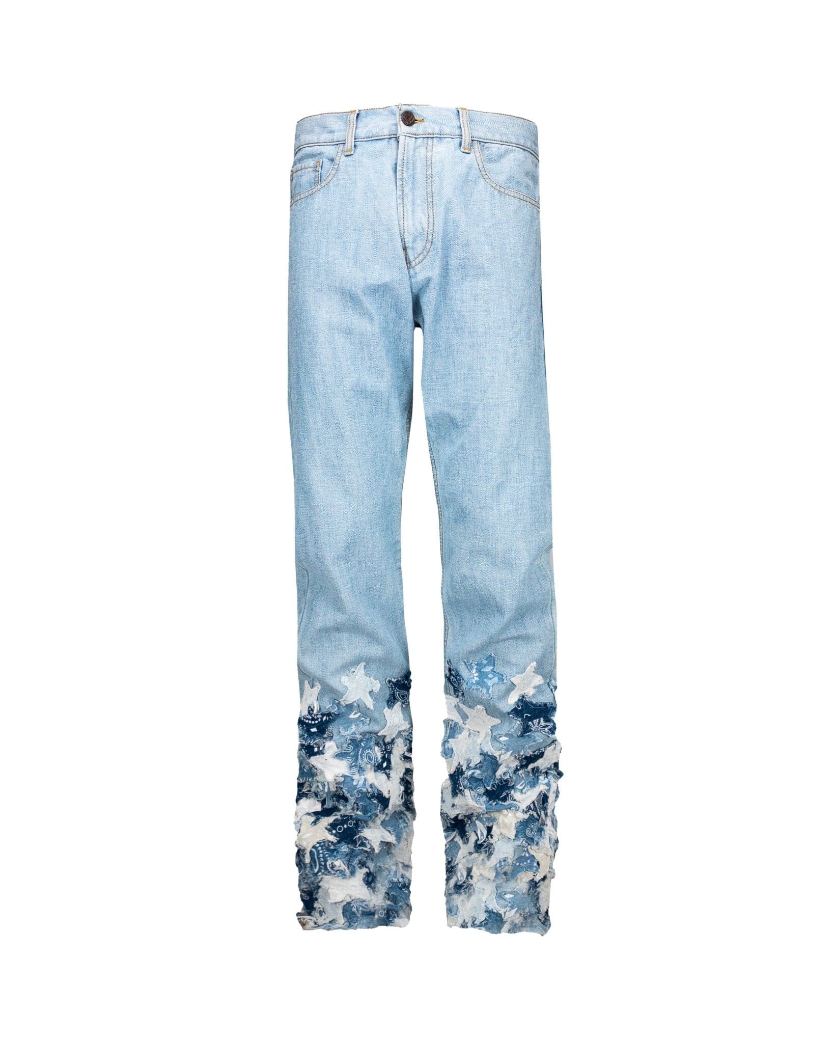 Jeans Straight Baggy Patchwork Stars Blue