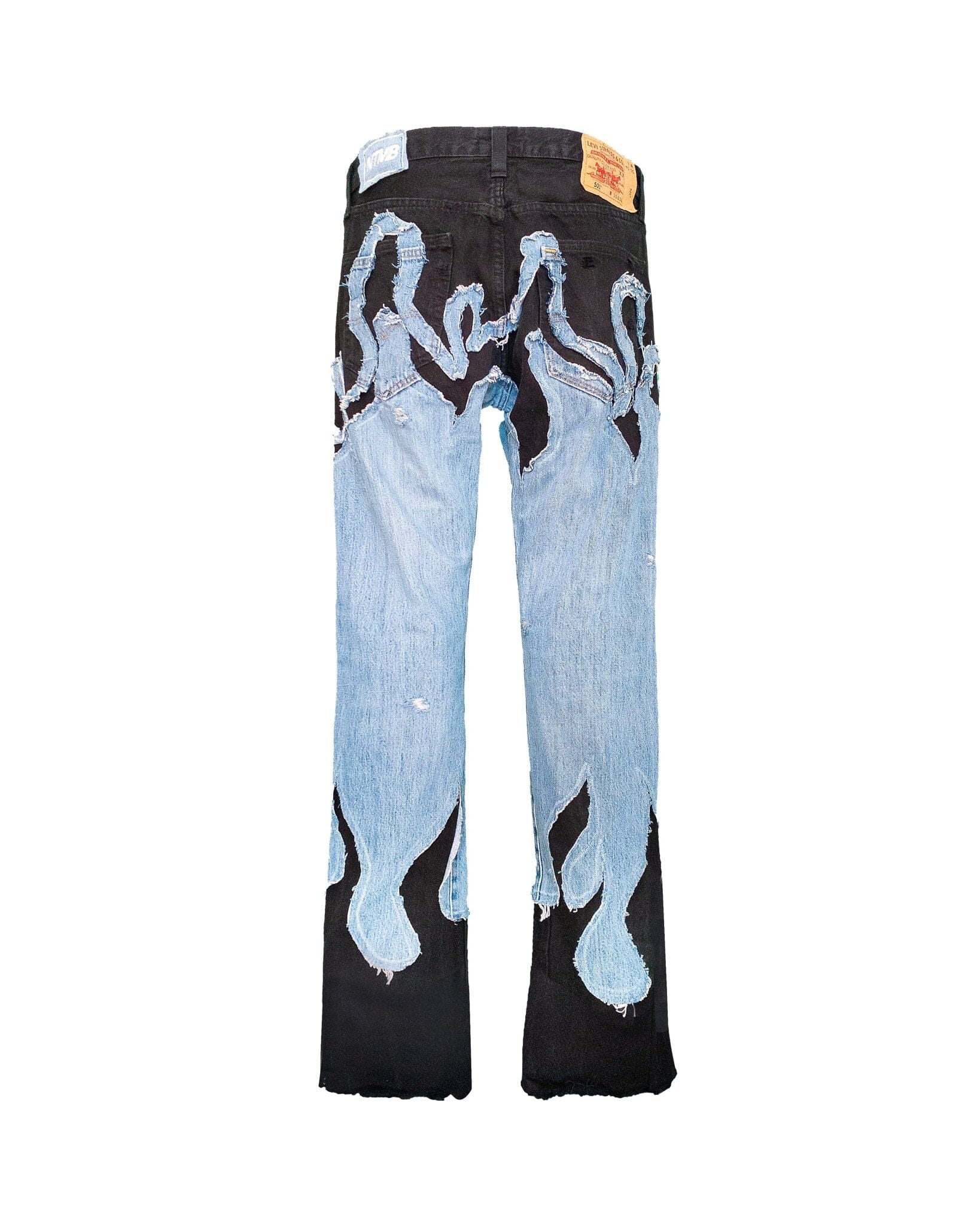 Jeans Straight Flare FIRE black & blue