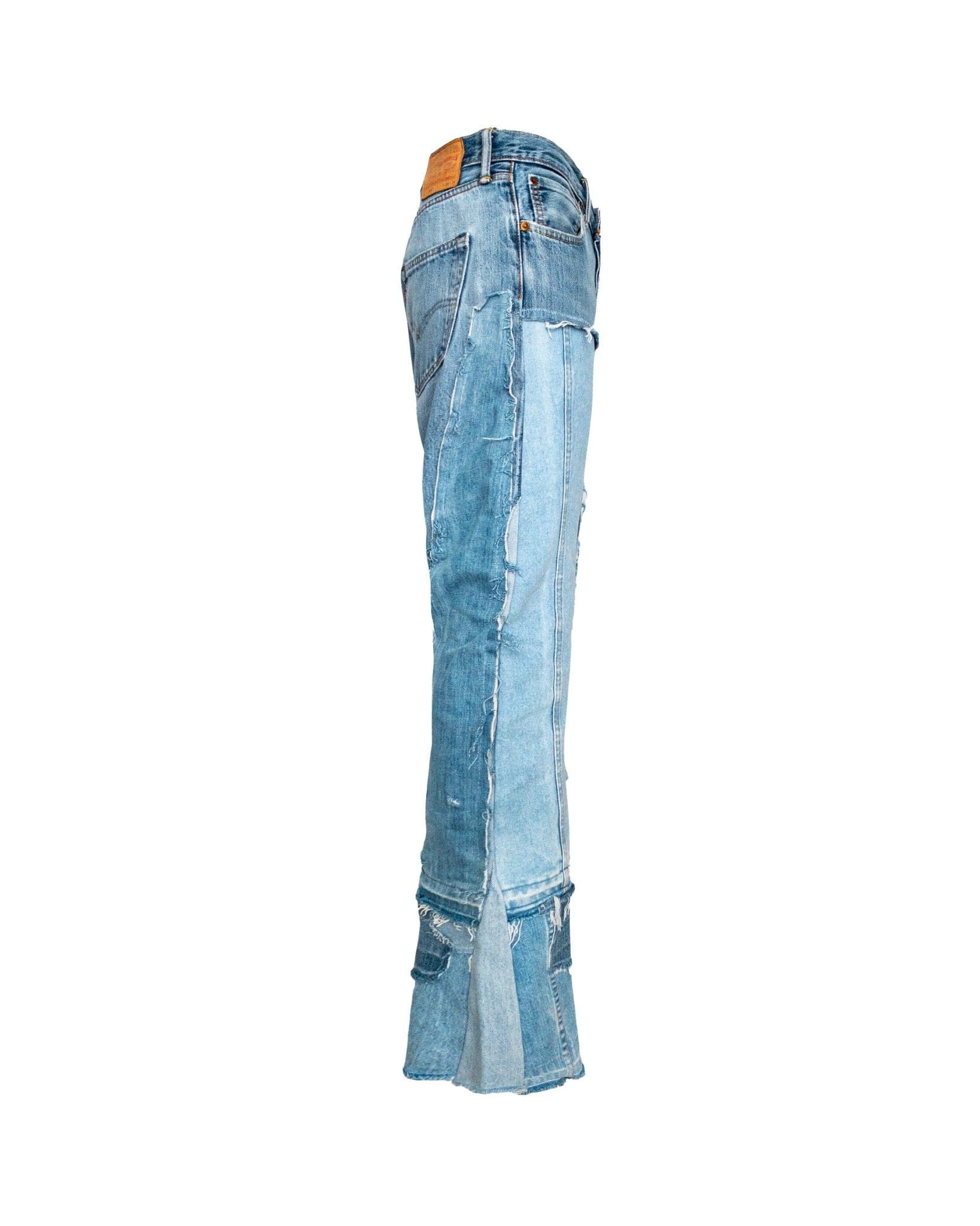 Jeans Straight Flare Reworked Vintage Paneled Blue