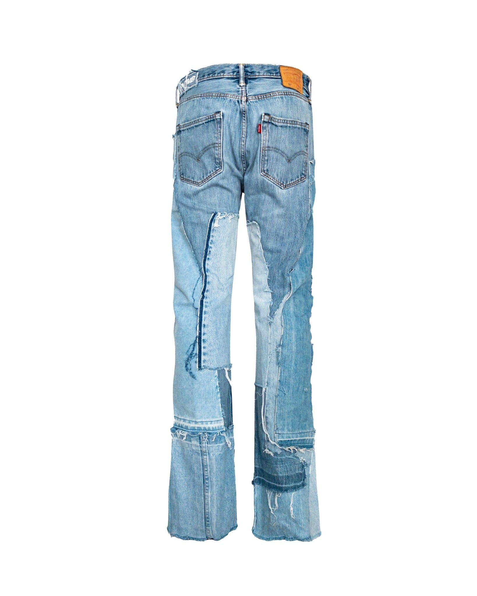 Jeans Straight Flare Reworked Vintage Paneled Blue