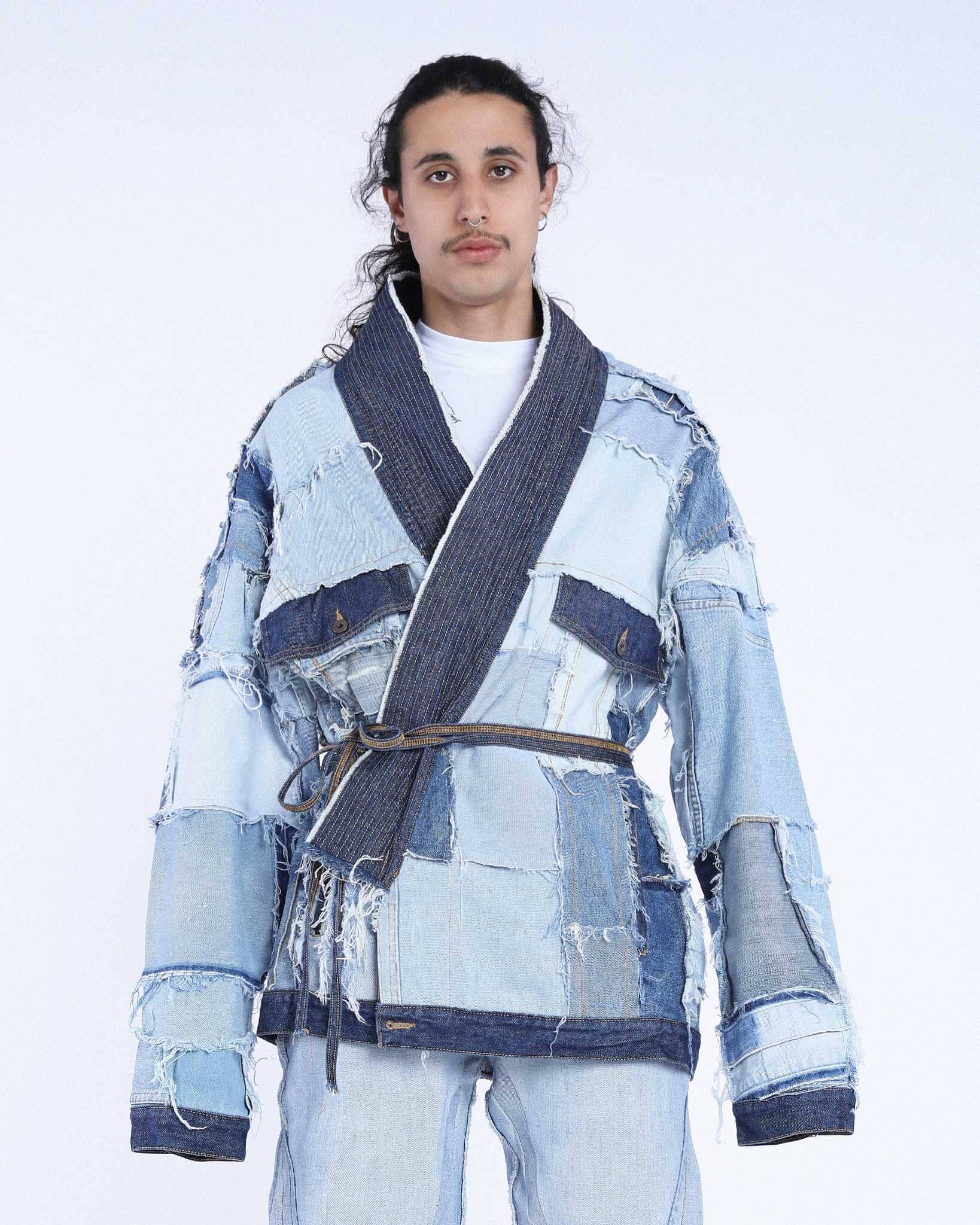 Kimono Patchwork Jeans Blue